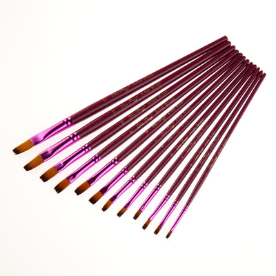 12 Flat Front Nylon Hair Rod Brush Set - Purple