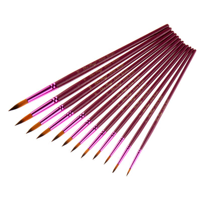 12 Nylon Hair Pointed Paint Brush set - Purple