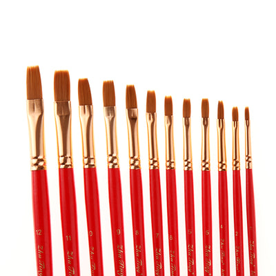 12 Flat Front Nylon Hair Rod Brush Set - Red