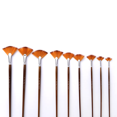 9 pieces Long Rod Sector Copper Tube Bicolor Nylon Brush Set